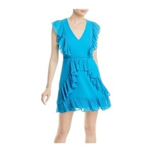 BCBGMAXAZRIA  Pleated Ruffled Mini Dress